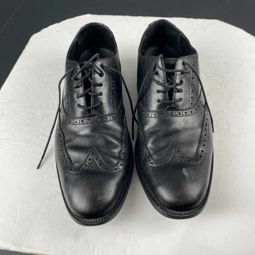 Cole Haan Men's Williams Wingtip Oxford‎ Black Leather Lace Up Shoes Size 9.5 M